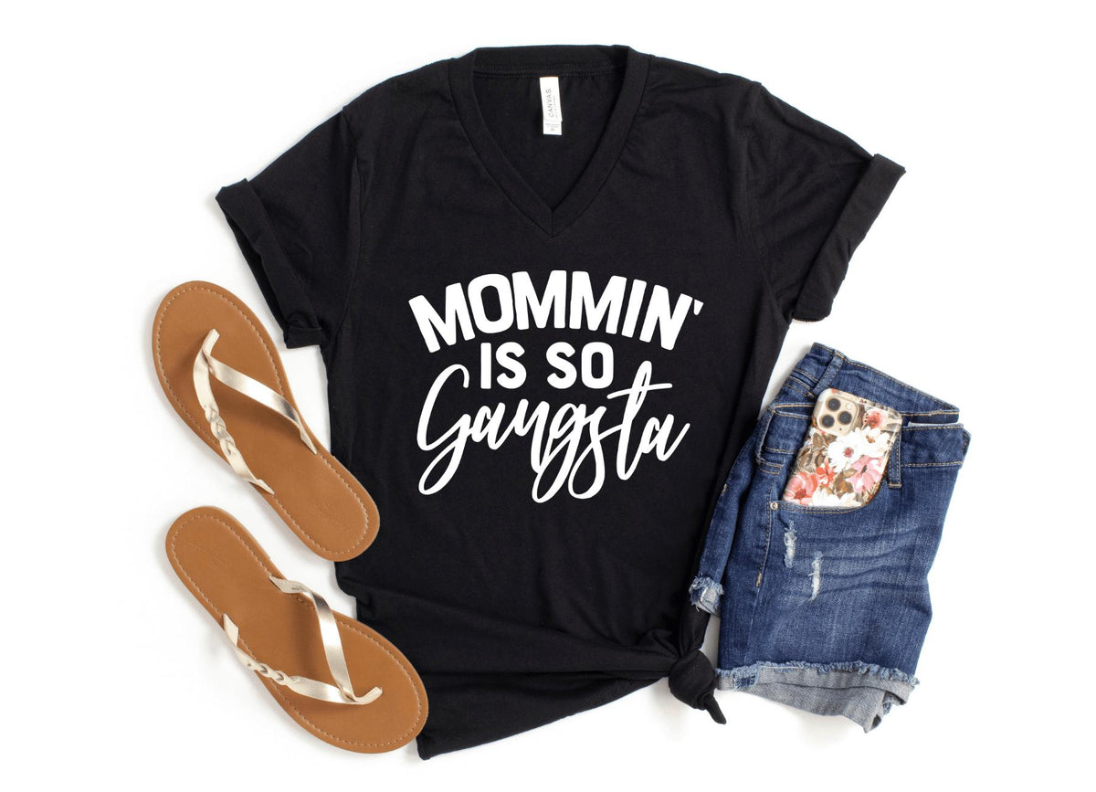 V-Neck Shirt-Mommin' V-Neck-S-Black-Jack N Roy