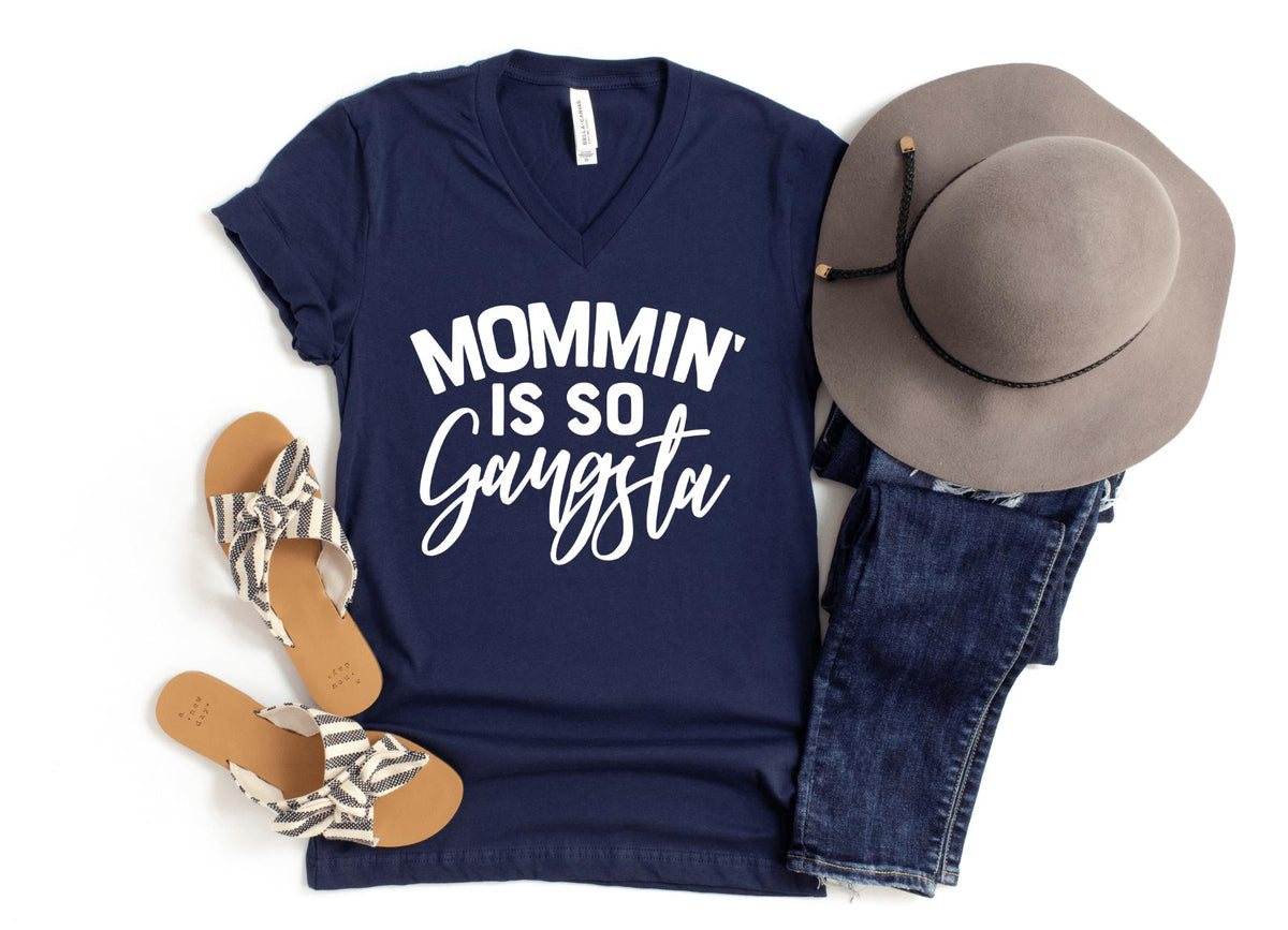 V-Neck Shirt-Mommin' V-Neck-S-Navy-Jack N Roy