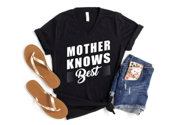 V-Neck Shirt-Mother Knows Best V-Neck-S-Black-Jack N Roy