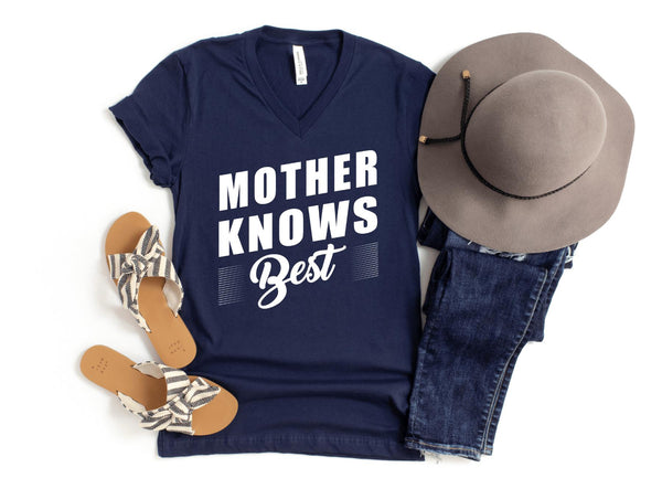 V-Neck Shirt-Mother Knows Best V-Neck-S-Navy-Jack N Roy