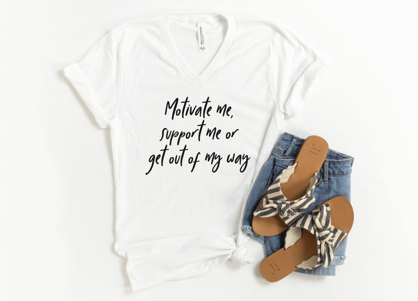 V-Neck Shirt-Motivate Me! V-Neck-S-White-Jack N Roy