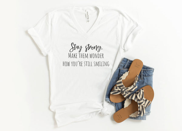 V-Neck Shirt-Stay Strong V-Neck-S-White-Jack N Roy