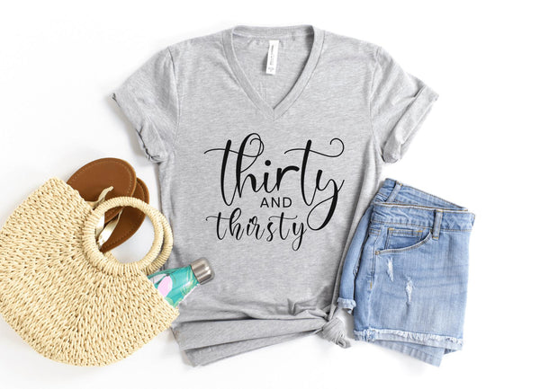 V-Neck Shirt-Thirty & Thirsty V-Neck-S-Athletic Heather-Jack N Roy