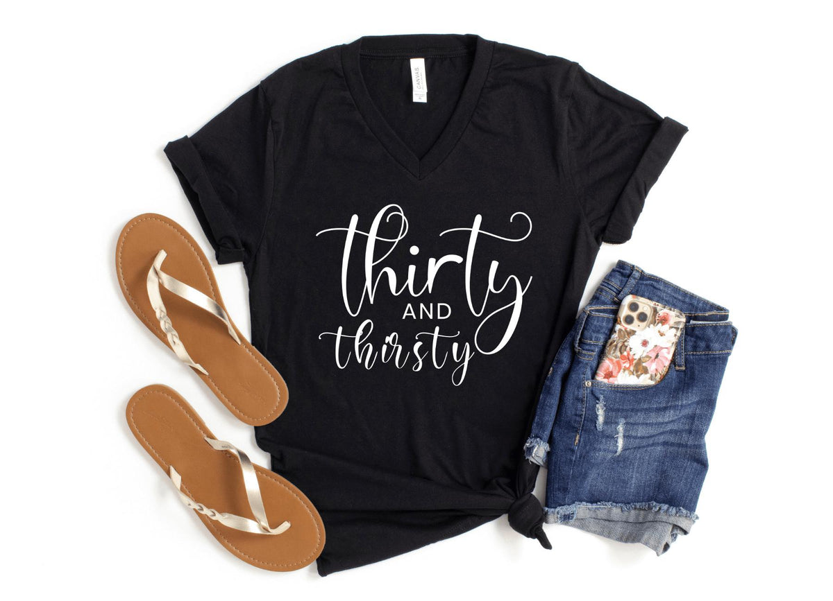 V-Neck Shirt-Thirty & Thirsty V-Neck-S-Black-Jack N Roy