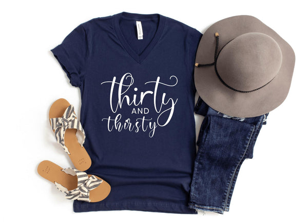 V-Neck Shirt-Thirty & Thirsty V-Neck-S-Navy-Jack N Roy